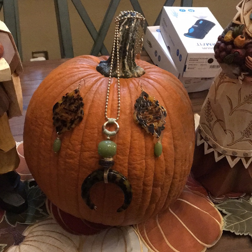 Women’s Chico’s tortoise and jade necklace w